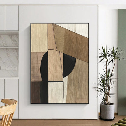 Geometric Wood - Tone Abstract for Mid - Century Modern Home & Minimalist Office STSC541