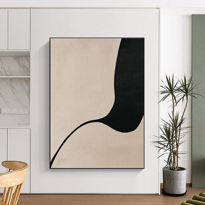 Black and Beige Curved Shape Art for Modern Bedroom & Contemporary Art Gallery STSC1341