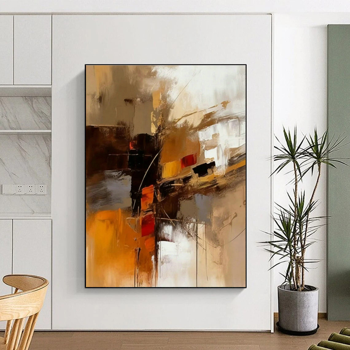 Warm - Toned Abstract Art for Cozy Living Room & Art - Friendly Restaurant DLZ1439