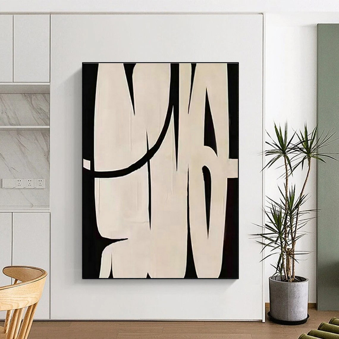 Black - White Bold Forms Art for Industrial Loft & Contemporary Gallery DLZ2023