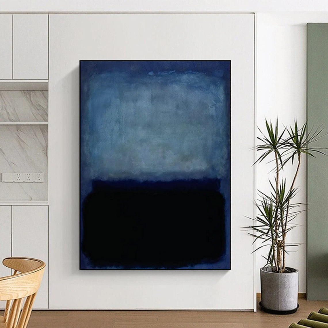 Blue - Black Minimalist Art for Nautical - Themed Restaurant & Contemporary Bedroom DLZ2317