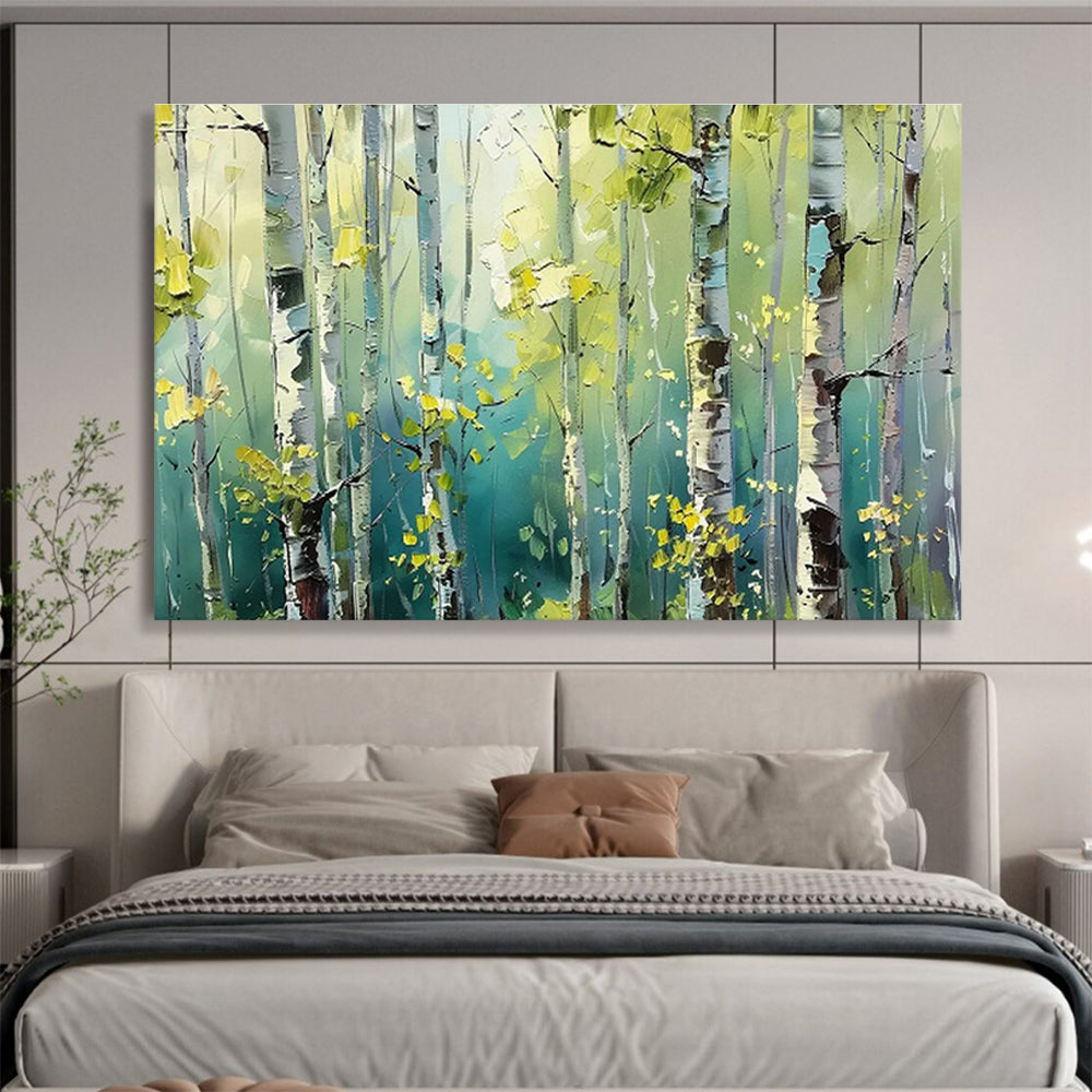 Lush Birch Forest Landscape Art for Nature - Loving Bedroom Retreat DLZ3054