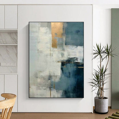Blue - Gold Abstract Art for Living Room & Dining Room DLZ0376