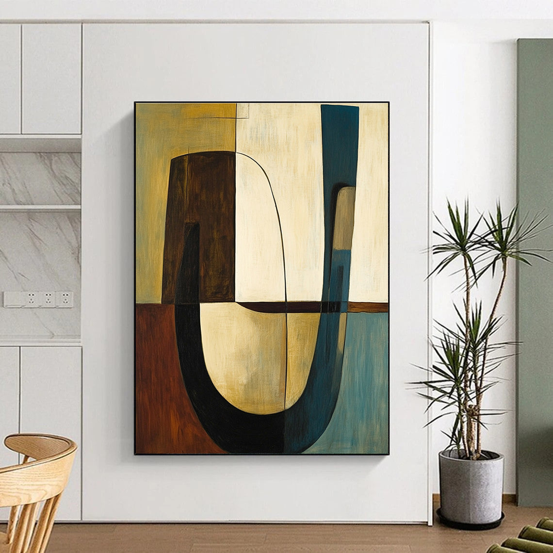 Earth - Tone Shapes Art for Living Room & Study STSC693