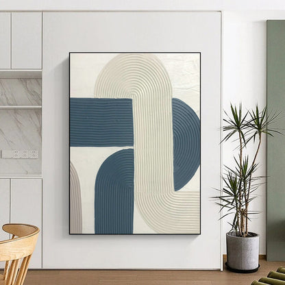 Blue - White Curved Relief Art for Modern Office Lounge & Home Living Room DLZ1170