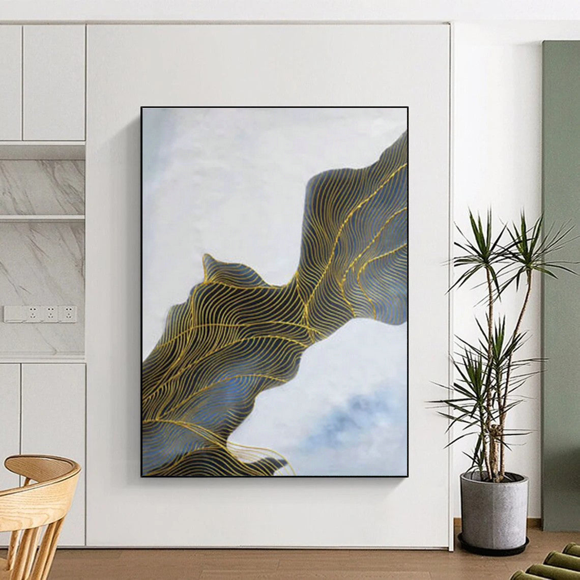 Gold - Line Landscape Abstract Art for Living Room & Hallway DLZ0547