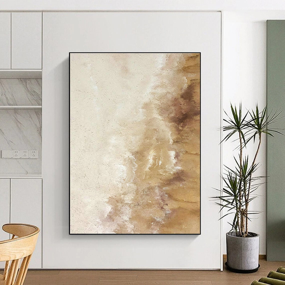 Beige - Brown Gradient Abstract Art for Bedroom & Yoga Studio DLZ1230