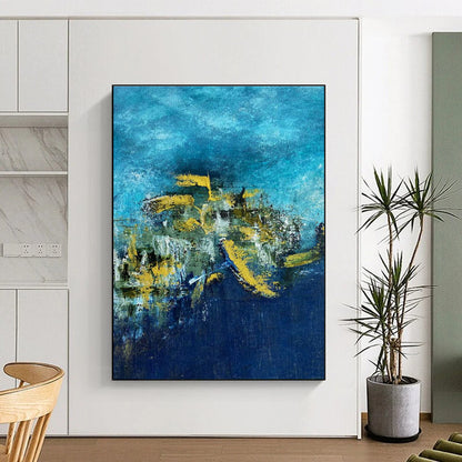 Blue - Yellow Abstract Art for Nautical - Themed Restaurant Walls DLZ0062