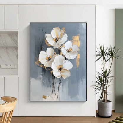 Gray Background White Flowers for Modern Living Room & Sophisticated Office STSC511