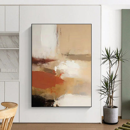 Beige - White - Red Abstract Art for Bedroom & Creative Studio DLZ1252