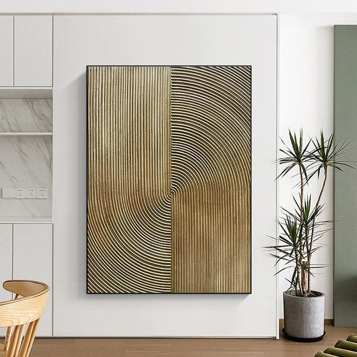Gold - Lined Abstract Art for Luxury Boutique & High - End Office Reception DLZ1772