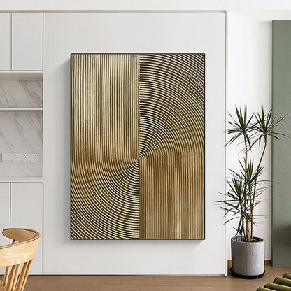 Gold - Lined Abstract Art for Luxury Boutique & High - End Office Reception DLZ1772