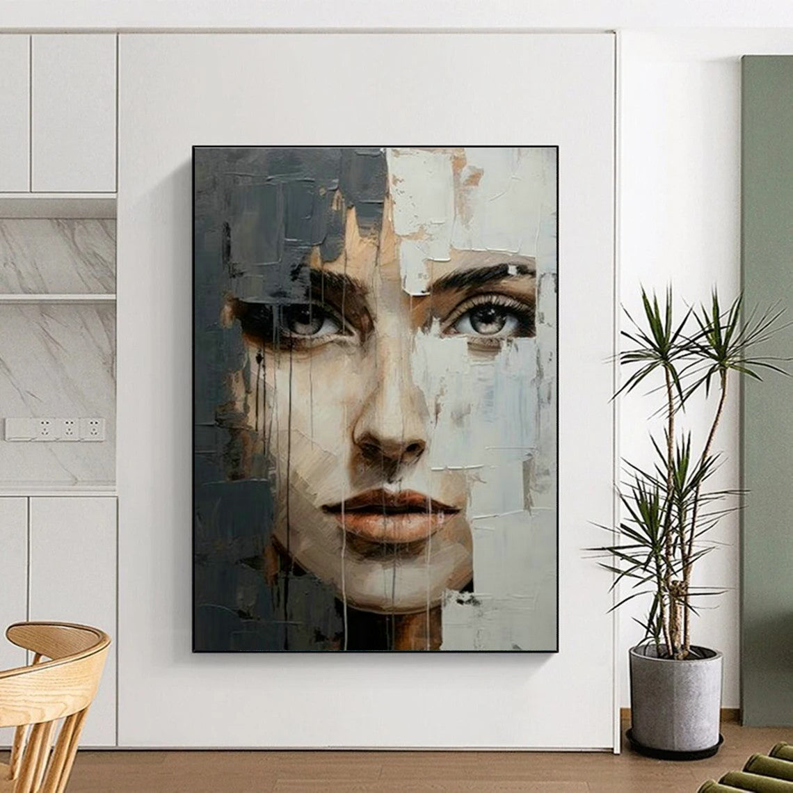 Abstract Portrait with Textured Layers for Bohemian Gallery & Art - Forward Bedroom DLZ2125