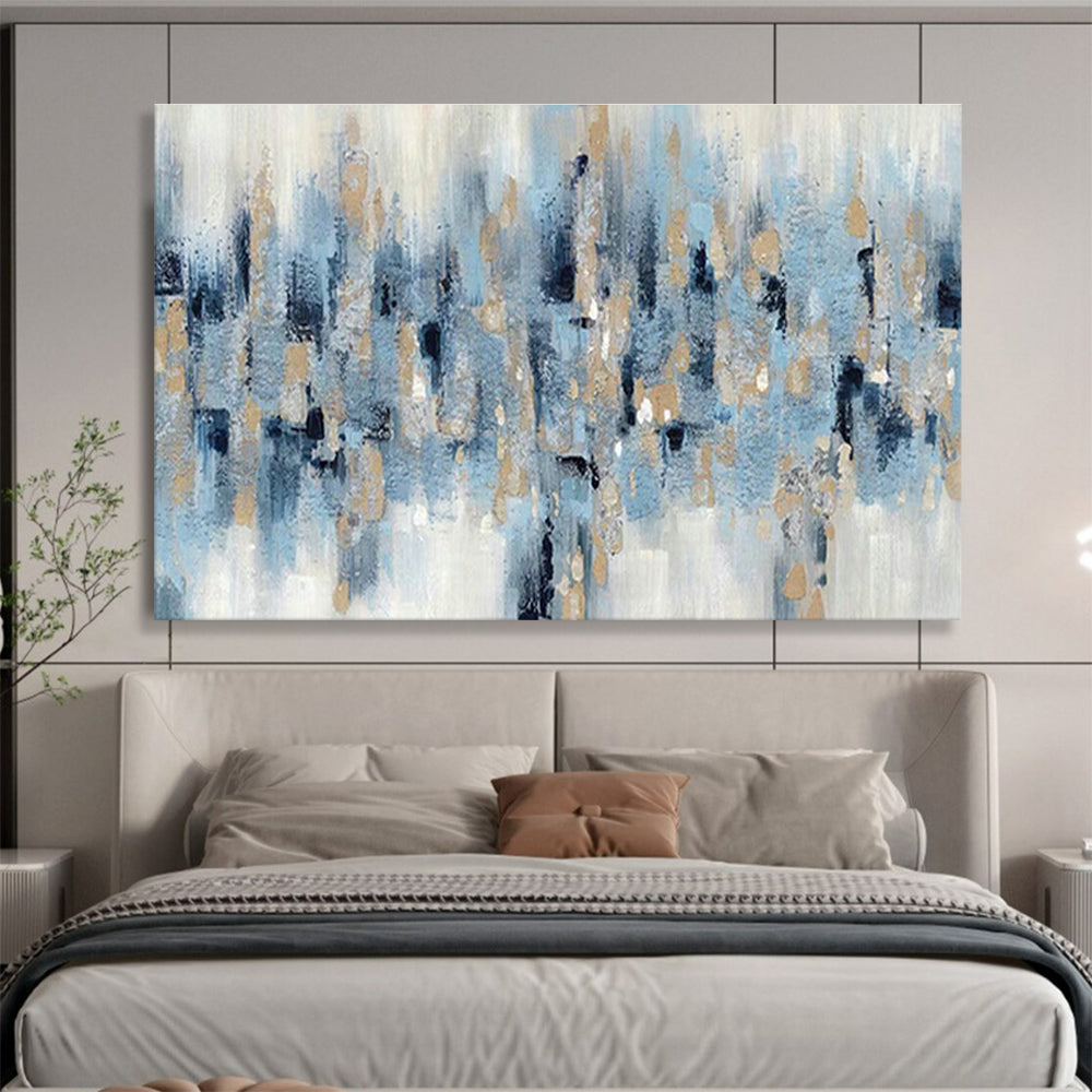 Blue - Gold Urban Abstract for Modern Corporate Lobby DLZ2985