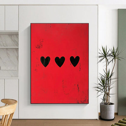 Red Heart Pattern Art for Bedroom & Living Room DLZ0428