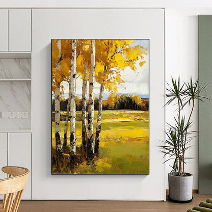 Yellow Birch Trees for Autumn - Themed Home Living Room & Nature - Loving Art Gallery STSC1015