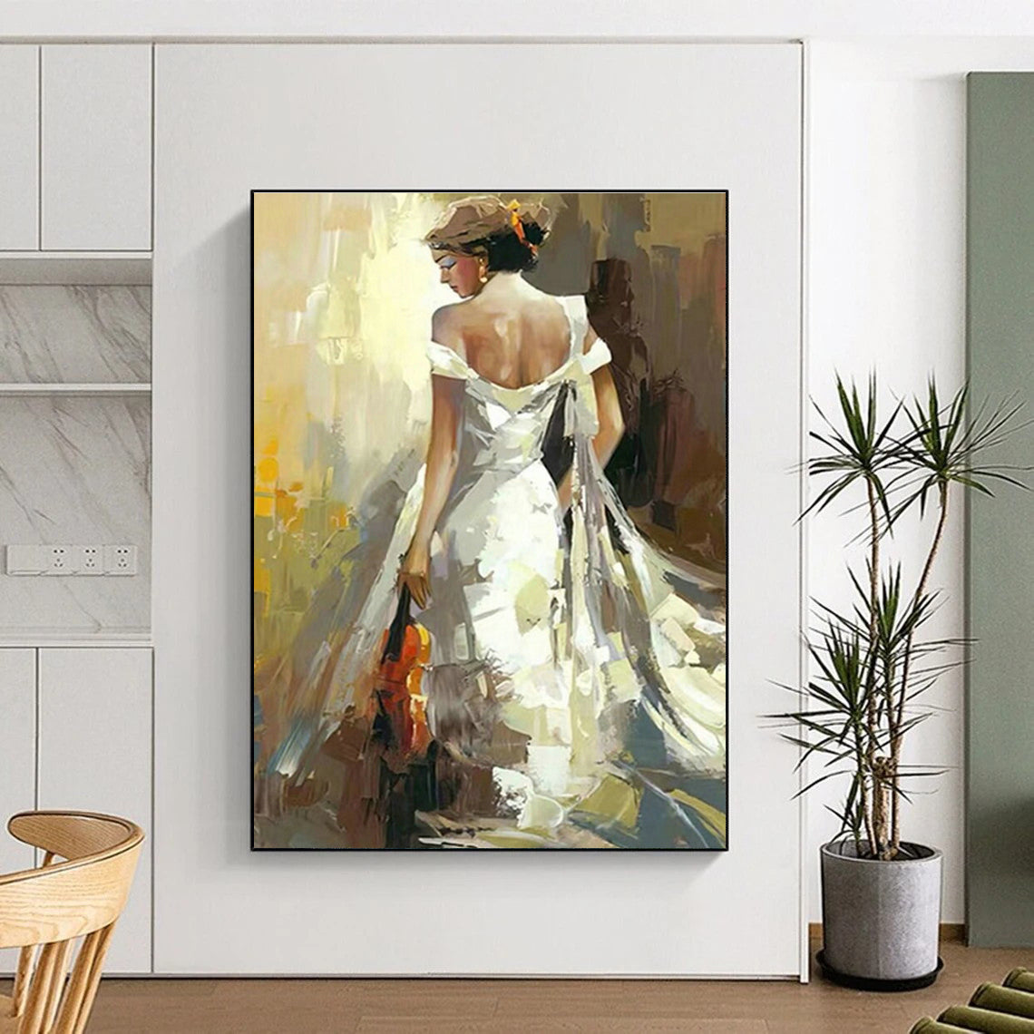 Artistic Woman with Violin Art for Music Room & Boho - Chic Living Space DLZ1964