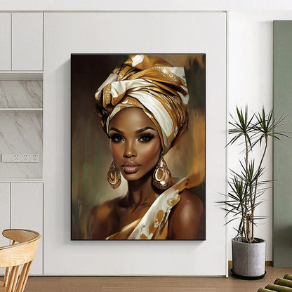 Woman in Golden Headwrap for African - Inspired Boutique & Cultural Art Gallery STSC892