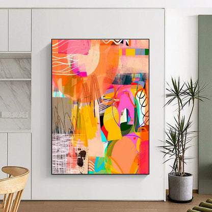 Orange - Pink Geometric Art for Trendy Café Community Boards DLZ0131