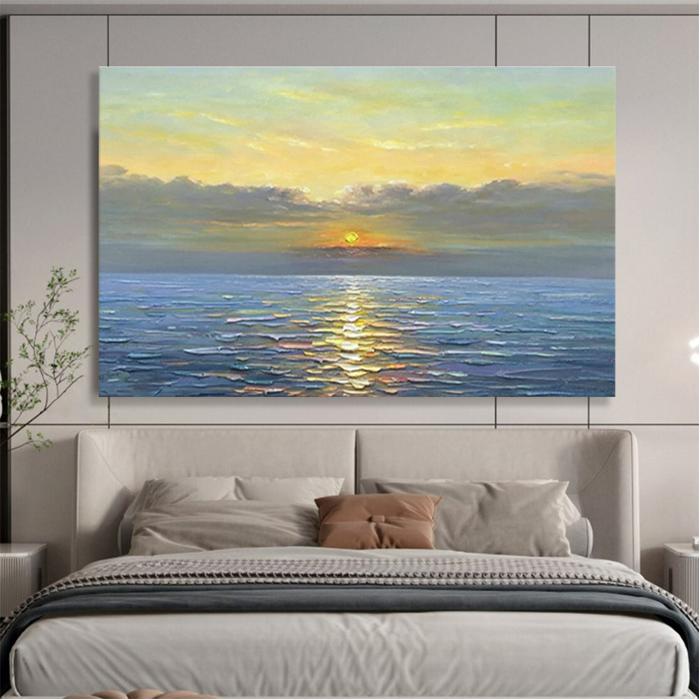 Sea Sunset Oil Painting for Nautical - Themed Beach House Dinning Areas DLZ3267