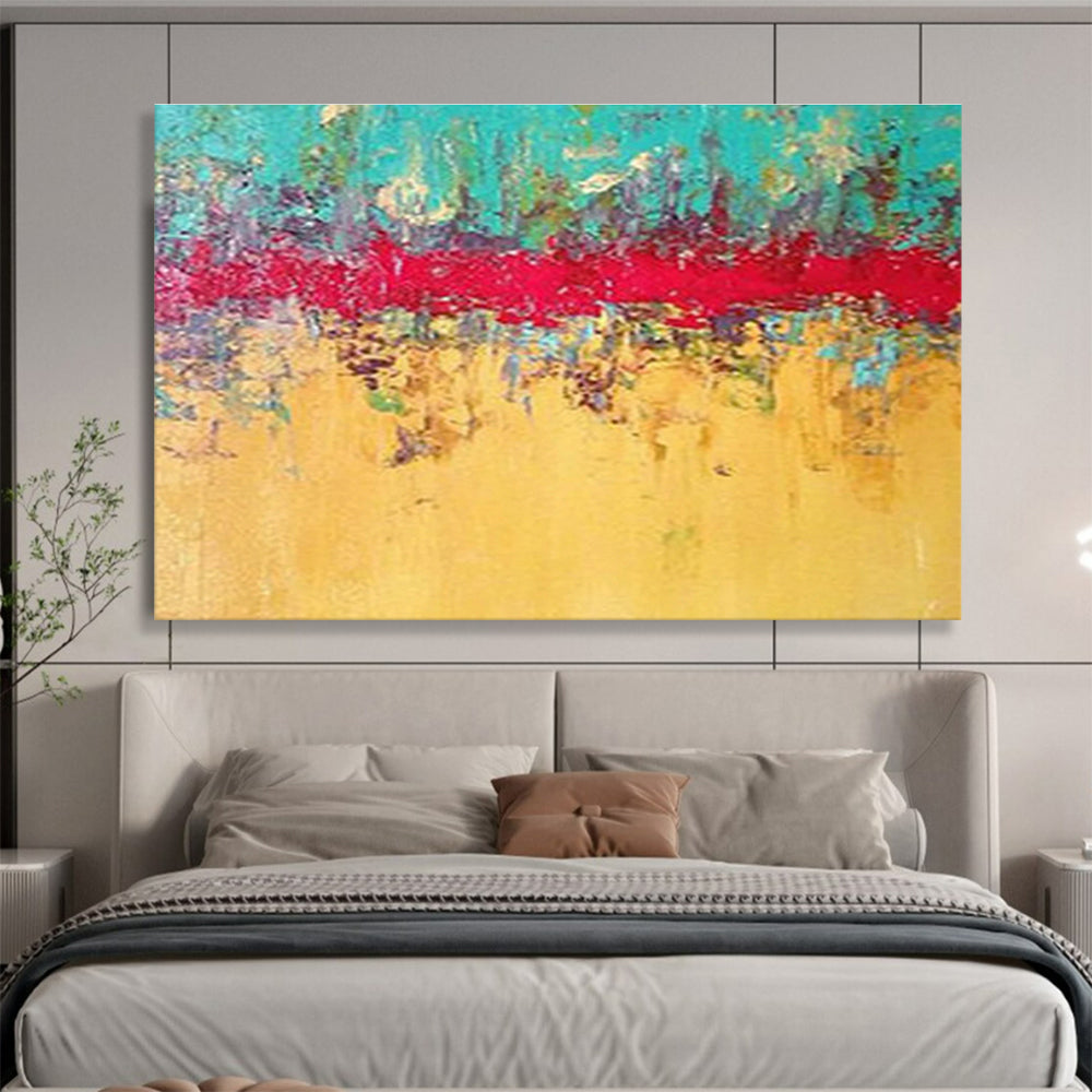 Bold Blue - Red Contrast Abstract Masterpiece for a Dramatic and Memorable Dining Room Statement DLZ2787