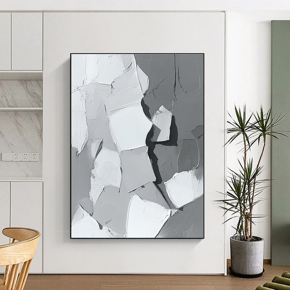 Textured Gray Abstract for Modern Minimalist Lounge & Art Gallery Installation STSC479