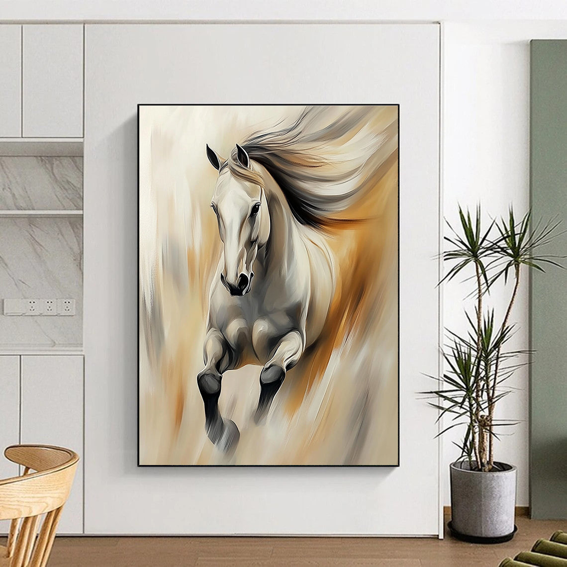 Galloping White Horse for Equestrian - Themed Home & Motivational Office STSC896