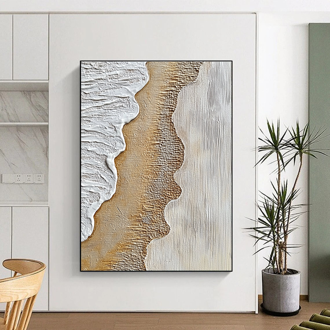 Textured Waves in Neutral Tones for Minimalist Home Office & Art Gallery Café STSC947