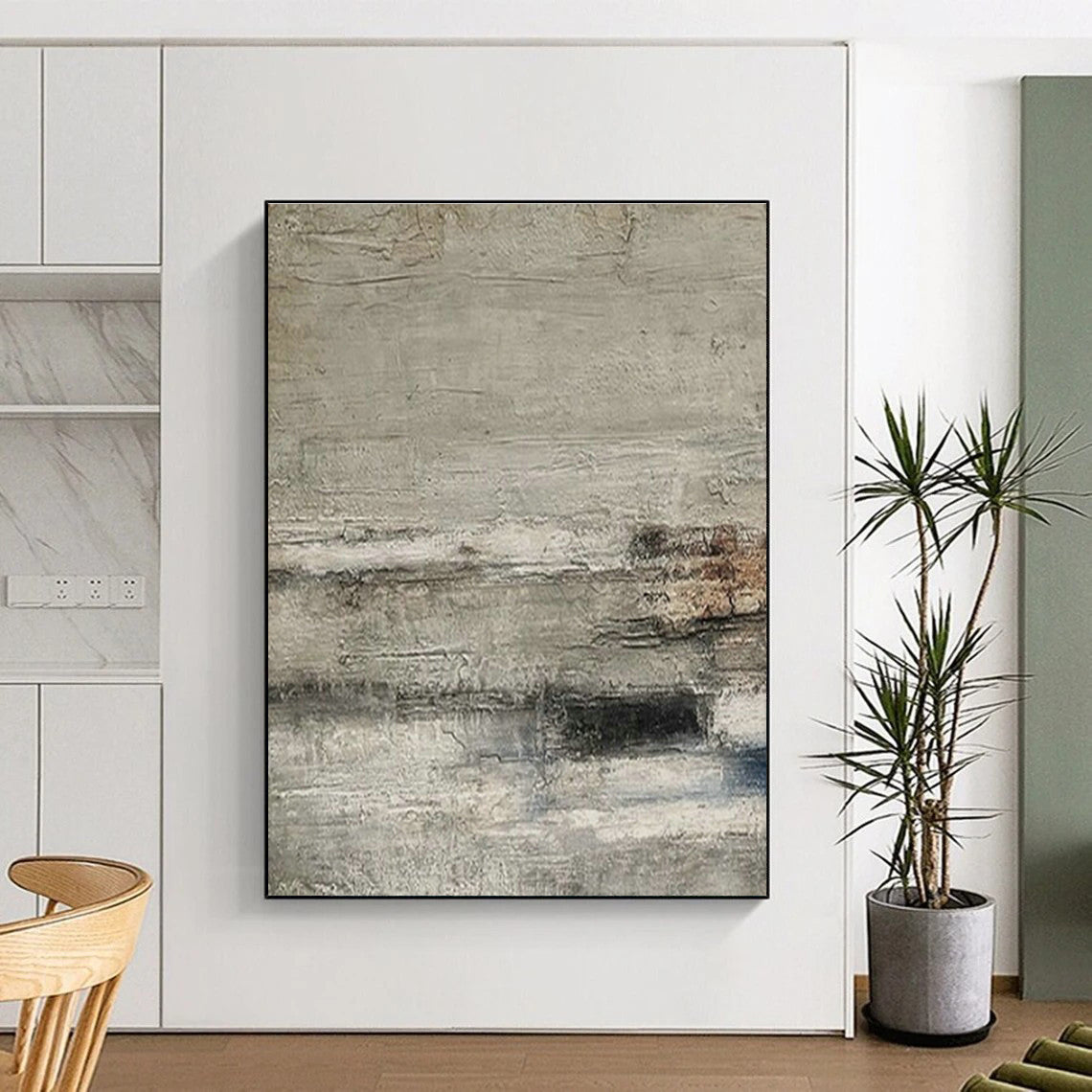 Gray - White - Brown Textured Art for Rustic Restaurant & Art - Themed Hotel DLZ1872