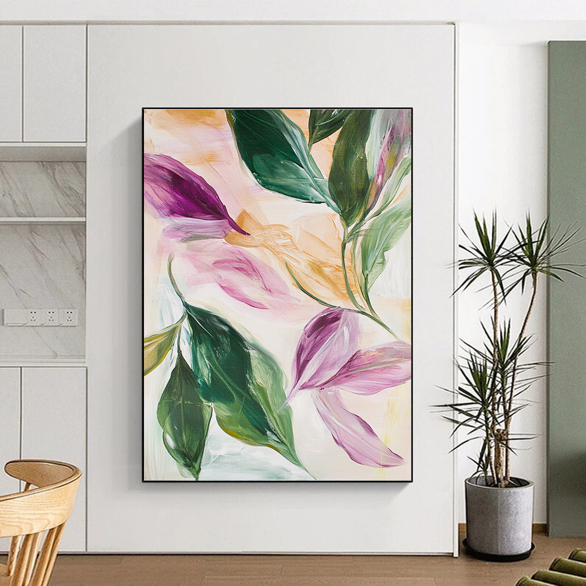Floral Abstract Leaves for Feminine - Inspired Café & Botanical - Themed Home STSC595