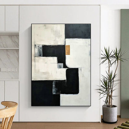 Black - White - Gold Geometric Art for High - End Retail Store Interiors DLZ0118