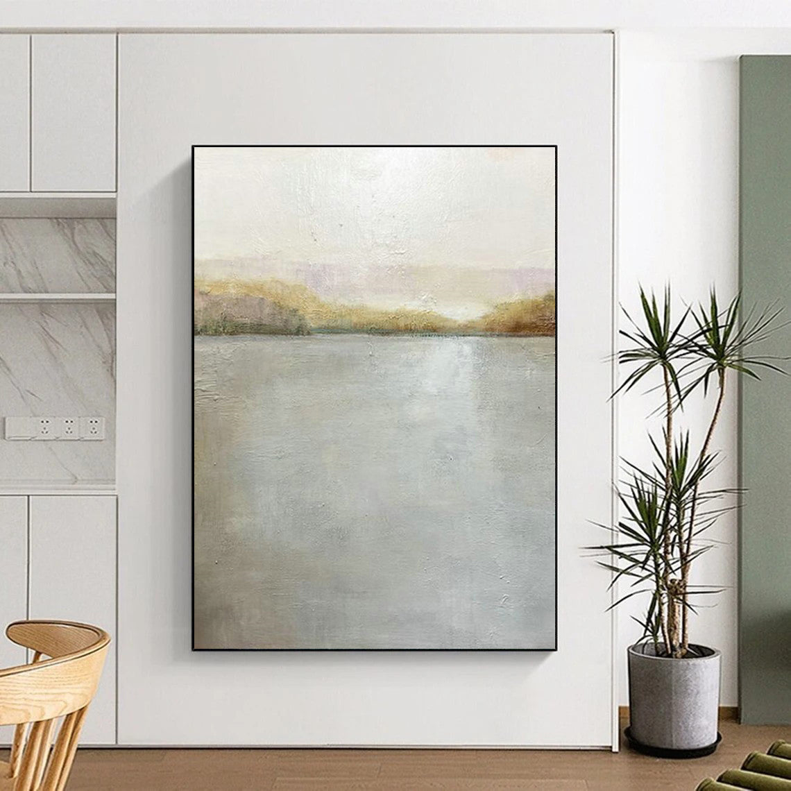 Serene Lake View Art for Lakeside Retreat Lobby & Minimalist Bedroom DLZ2211