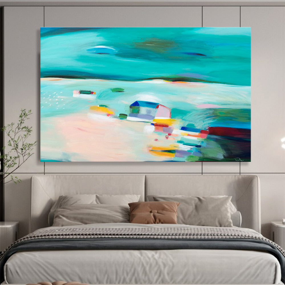Blue - Green Landscape Abstract Art for Coastal - Inspired Patios DLZ2442