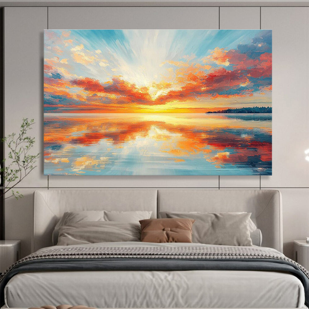Sunrise Sea View Painting for Coastal Home Living Room DLZ3006