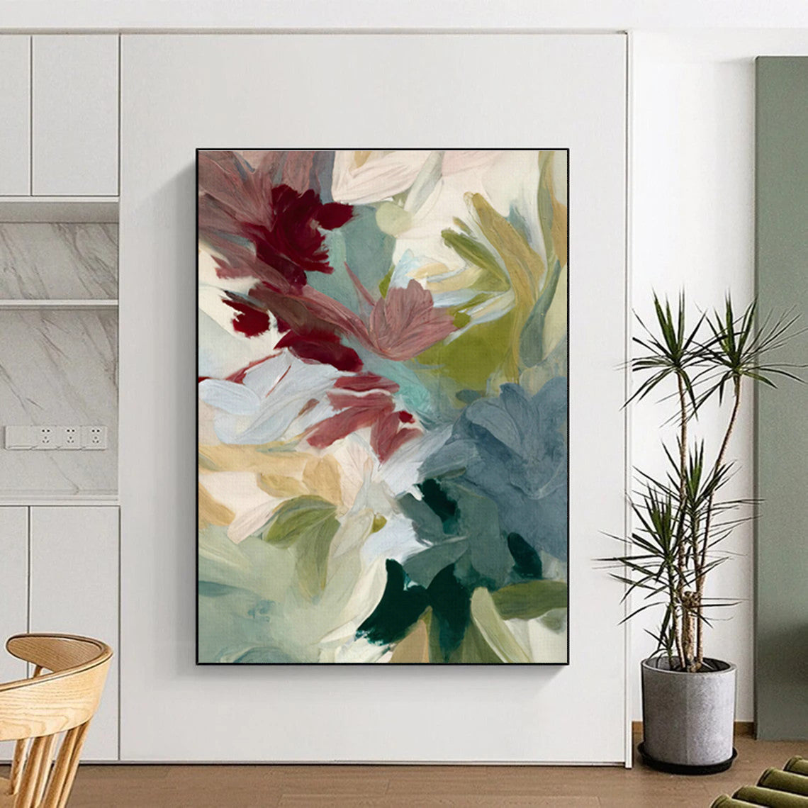 Pastel - Colored Floral Abstract Art for Girls' Bedroom & Light - Style Café DLZ1358