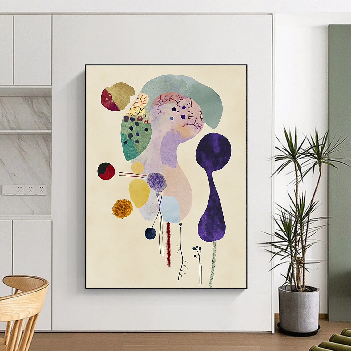 Colorful Abstract Collage Art for Creative Studio & Bohemian - Style Living Room STSC1351