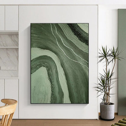 Green Wavy Abstract Art for Nature - Inspired Spa & Bohemian Home DLZ2184