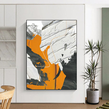 Orange, Gray, and White Abstract Art for Modern Fitness Studio & Art - Centric Apartment DLZ2228