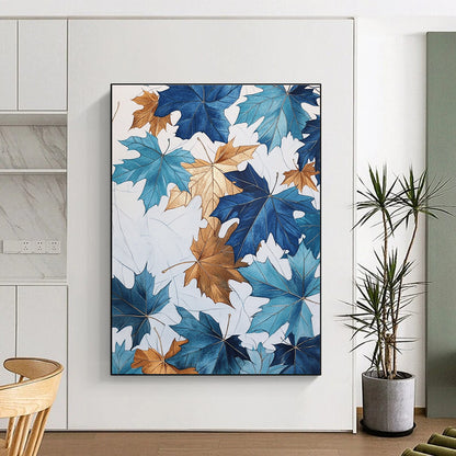 Blue and Gold Maple Leaves for Autumn - Themed Restaurant & Art - Loving Home STSC1154