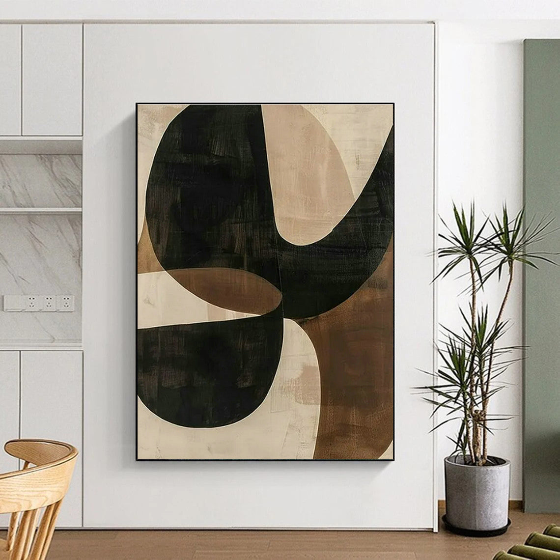 Brown - Black Curved Abstract Art for Bohemian - Style Home & Creative Writing Studio DLZ1756
