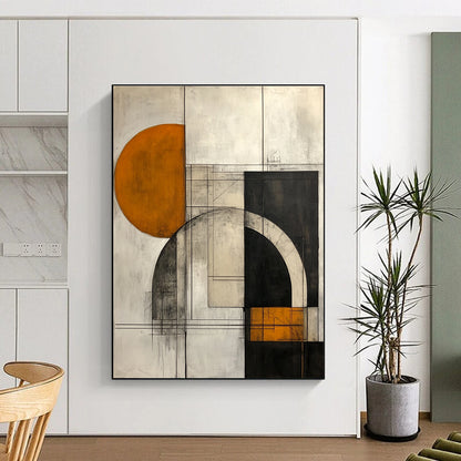 Geometric Orange and Grey Abstract for Industrial - Chic Loft & Modern Design Studio STSC754