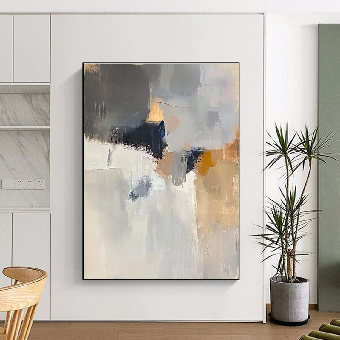 Subtle Gray - White Abstract Art for Study & Guest Room STSC686