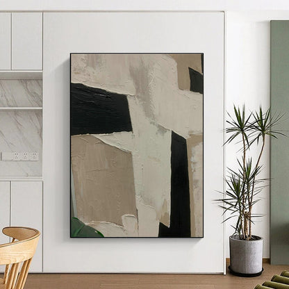 Beige - Black Geometric Art for Mid - Century Modern Home Hallways DLZ0189