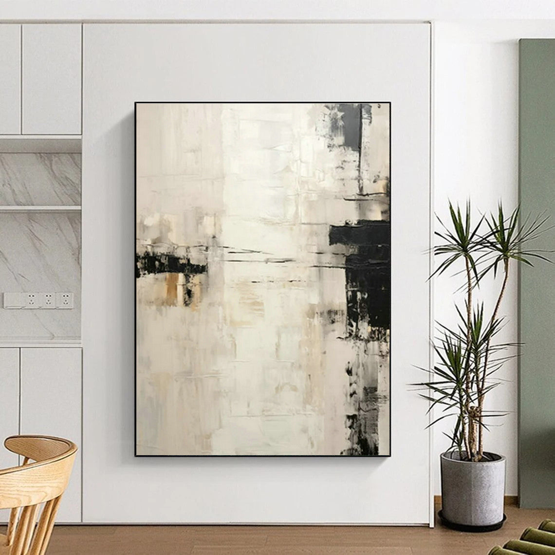 Gray - White Minimalist Abstract Art for Scandinavian Bedroom & Contemporary Gallery DLZ1723