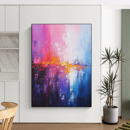 Vibrant Pink and Blue Abstract for Bohemian Living Room & Creative Studio STSC344