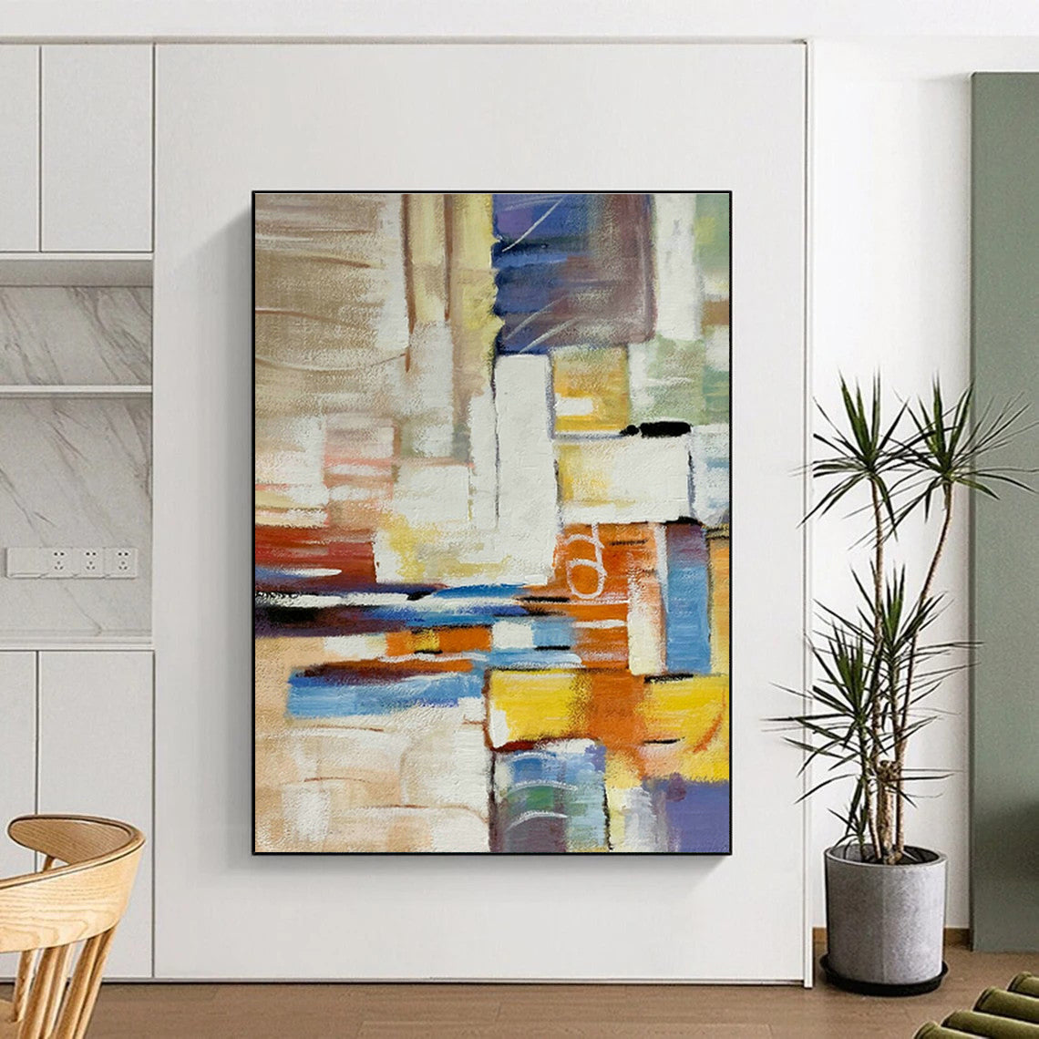Colorful Block Abstract Art for Modern Family Room & Creative Coworking Space DLZ0777