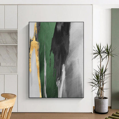 Green, Gray, and Gold Abstract Art for Luxury Home Office & Nature - Themed Spa DLZ2222