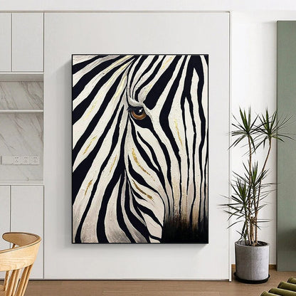 Zebra Eye with Gold Accents Art for Luxury Dressing Room & Art - Centric Living Room DLZ2146