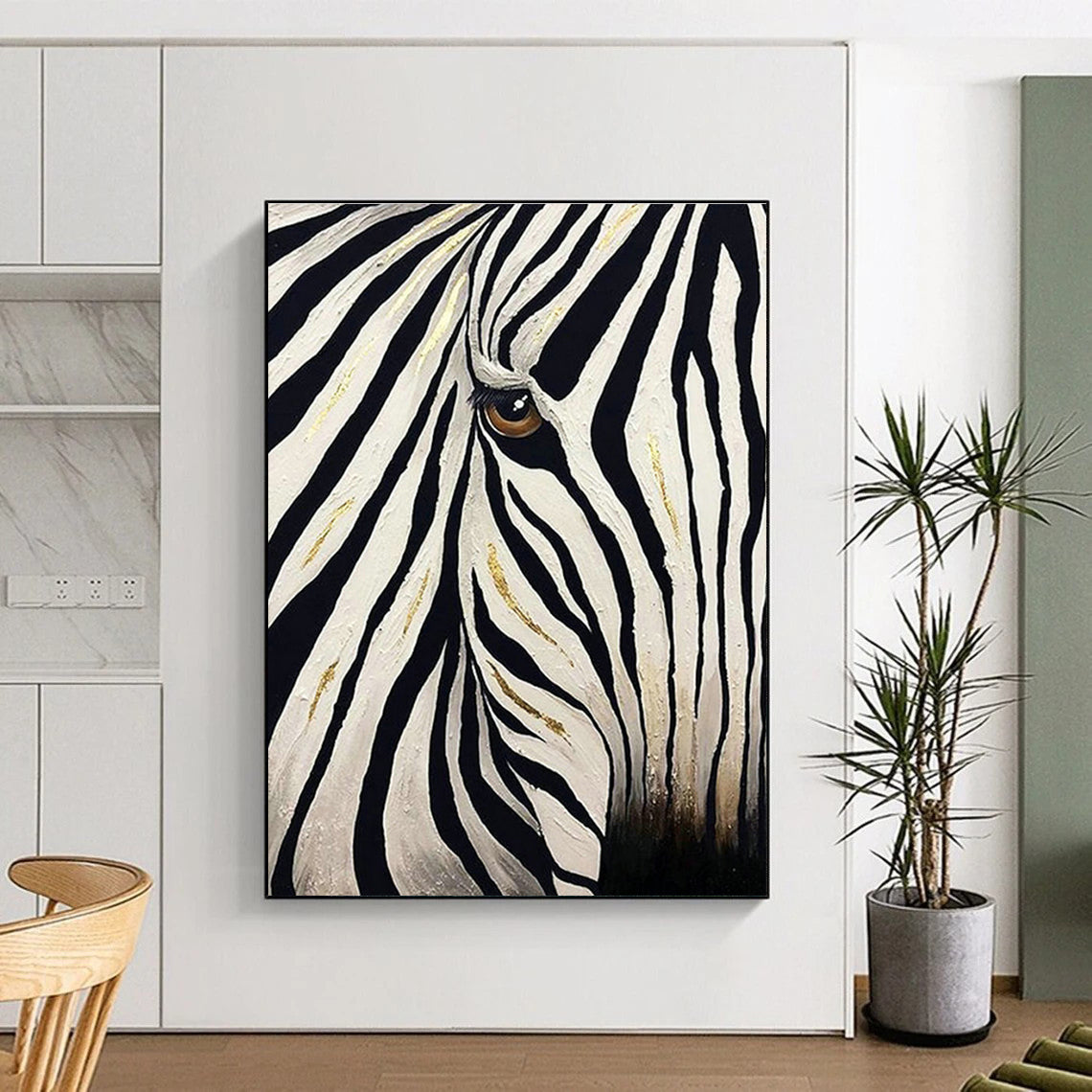 Gold - Accented Zebra Art for Safari - Themed Lounge & Modern Art Gallery DLZ1430