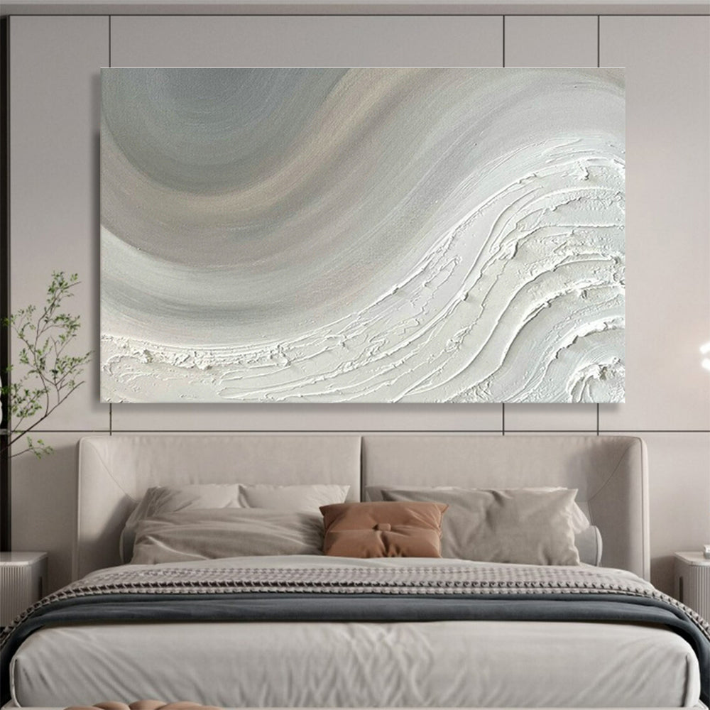 Gray - White Wave Abstract for Minimalist Home Office DLZ2968